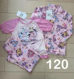 新品 名探偵プリキュア! 長袖長ズボン パジャマ Tシャツ付き ピンク 120のサムネイル