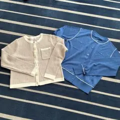 アイボリー・青カーディガンセット　LUCAとindex