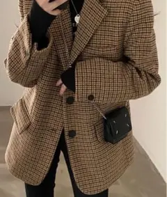 ウールライク チェック テーラード ジャケット