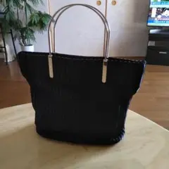 黒 ストライプデザイン トートバッグ