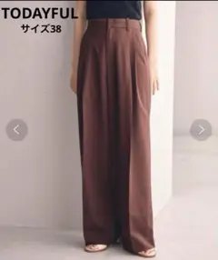 【未使用タグ付】todayful TuckWideTrouser 38 22ss
