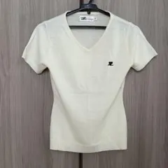 クレージュ 半袖ニット セーター リブ 胸元ロゴ