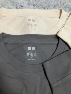 エアリズムコットンUVカットクルーネックT（長袖） 2枚セット XL 灰色肌色のサムネイル