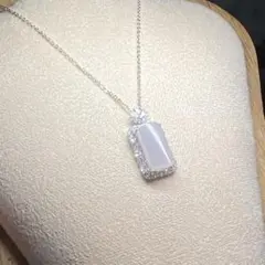 ミャンマー産A貨 白翡翠 平安無事牌 ペンダント｜シルバー925 ジルコニア