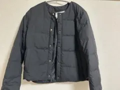 オペークドットクリップ ノーカラー2wayショートジャケット ダウン 黒 S