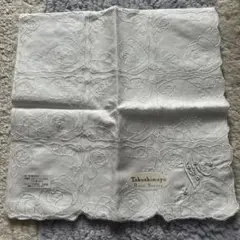 未使用　刺繍ハンカチ　白　イニシャルM