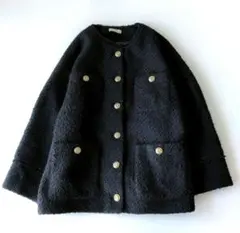 ラウンジドレス　ツイードジャケット　ブラック　黒　金ボタン　26400円　F