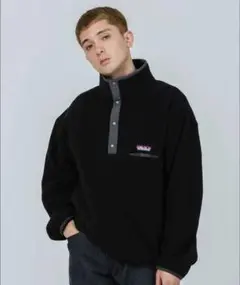 美品　XLARGEエクストララージ フリーススナッププルオーバー L ブラック