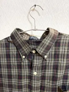 POLO 半袖チェックシャツ 柄 ロゴ 刺繍 ボタンダウン