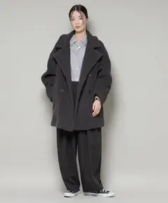 ナノユニバース ボアワイドダブルボタンコート