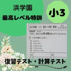 小2 浜学園 最新版 2023年 最レベ特訓 算数 復習&計算テスト 平均点