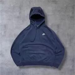 古着ナイキNIKEワンポイント刺繍ロゴネイビーフェードスウェットパーカー
