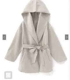 【最終価格】リボンベルト付きフェイクウールビッグフードコート　ze681