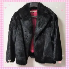 【美品】ラビットファー 毛皮ジャケット ショート丈 上質 リアルファーＭブラック