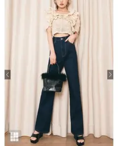 GRL ハイウエストセミフレアデニムパンツ[cu289]