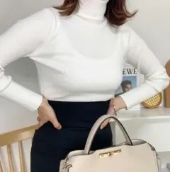 CLOSSHIBiz ホワイト タートルネックセーター M