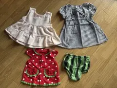 ベビー ワンピース 3点セット スイカ柄 チェック柄のサムネイル