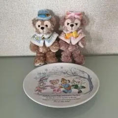ダッフィー&フレンズ　ウィンターシーズン　ぬいぐるみバッジとお皿　値下げ可能です