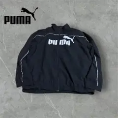 【J17】PUMAプーマナイロンジャケットビッグプリントロゴブラックメンズXL