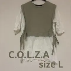 【美品・お値下げ中】オリーブグリーンとホワイトの五分袖トップス