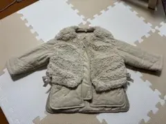 プティマイン　ベージュ ファー付きコート Sサイズ