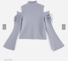 GRL ブルー オフショルダー ニット