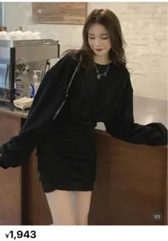 ブラックワンピース ギャルコーデ