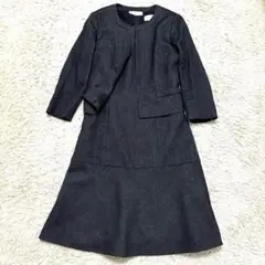 極美品　ハナエモリ　ワンピース　ノーカラージャケット　セットアップ　フォーマル