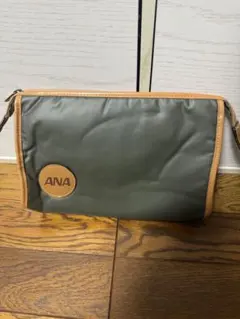 【希少/非売品】ANA 全日空 限定品オリジナル クラッチバッグ ポーチ カーキ