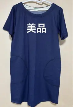 【美品】アースミュージック＆エコロジー デニム風 半袖ワンピース F インディゴ