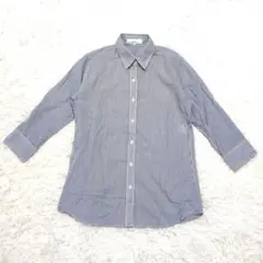 CLEAR IMPRESSION ストライプシャツ 七分袖 M 通勤 オフィス