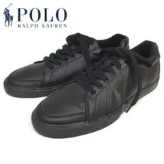 美品正規 27cm ポロラルフローレン HUGH レザースニーカー 黒