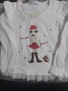 ELLE　女の子　Tシャツ　90 冬春　長袖　レース　チュール　白