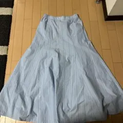 chocol raffine ストライプ柄 フレアスカート ブルー F