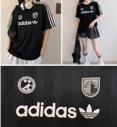新品M⭐️adidas SSL ジャージ サッカーTシャツ ブラック 刺繍ワッペン
