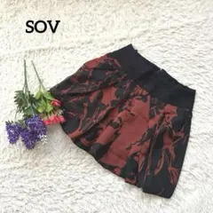 SOV 【日本製】【花柄】【フレア】【S】レッドミニスカート