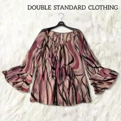ダブルスタンダードクロージング 総柄 ブラウス トップス パープル シアー 春夏