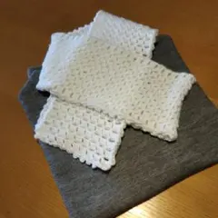 ホワイト透かし編みロングストール　ハンドメイド　未使用品