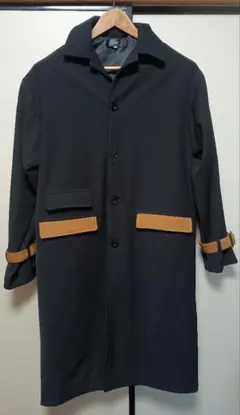 黒ロングコート ベルト付き袖