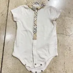 sh1257 バーバリー　Burberry ホワイト チェック柄襟ロンパース