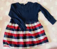 長袖チェック柄ワンピース 110
