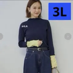 田中里奈 しまむら 配色テレコプルオーバー 長袖カットソー 3L 新品