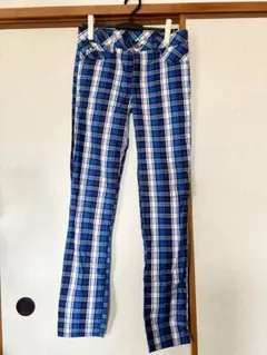 CHEAP MONDAY チープマンデー スキニーパンツ チェック 青