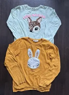 h&m ウサギ　バンビ　長袖カットソー　2枚セット