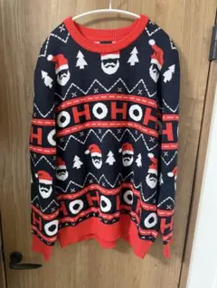 H&M クリスマスニット XL サンタ HOHOHO アグリーセーター 総柄