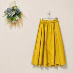 ニコアンド フレアスカート ロングスカート イエロー 綿100 F 春夏 美品のサムネイル
