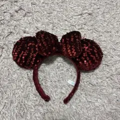 赤 スパンコール カチューシャ