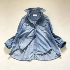 【美品】Healthy DENIM デニムシャツ タックフレア Sのサムネイル