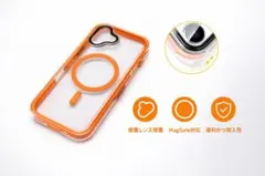 iPhone17用【MagSafe対応】クリア スマホケース カラーオレンジ