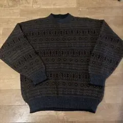 古着　ノルディック柄　ブラウンxグレー